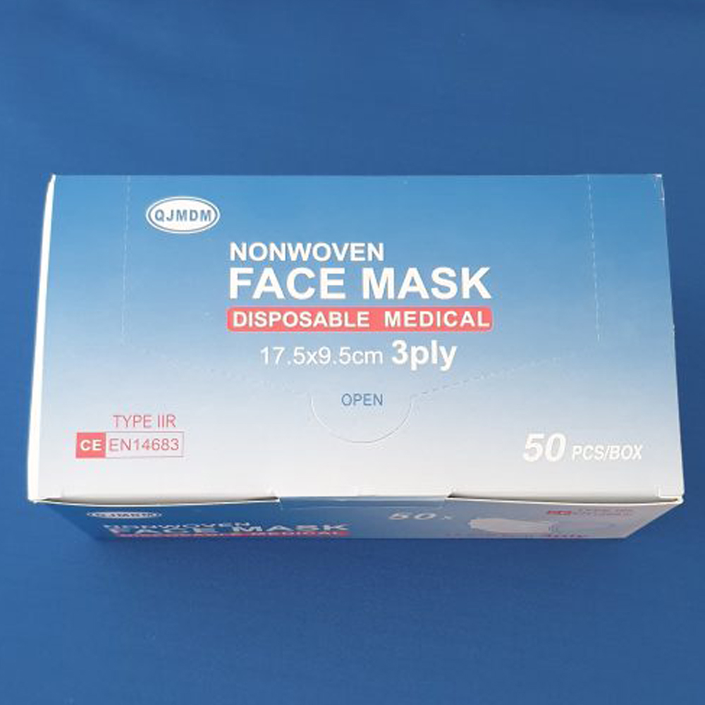 Disposable Medical 3 Ply Non-Woven Type IIR Certified Face Mask Box Of 50